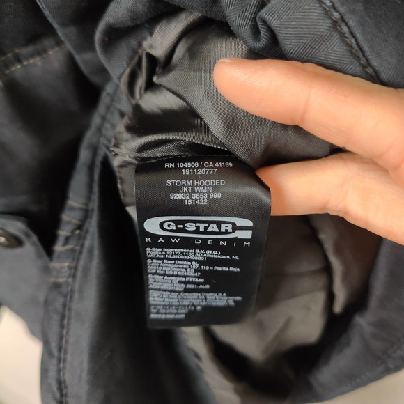 G Star Raw Storm Hooded Jacket Womens Small Black Full Zip 100% Cotton Biker - Picture 7 of 8